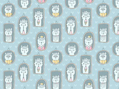 Llama seamless pattern art cartoon character design drawing fabric illustration kids llama pattern textile vector