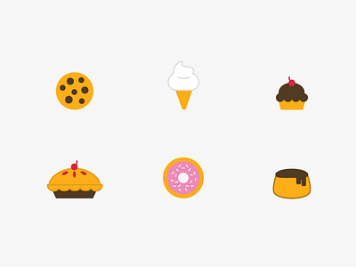 Desserts cookie cupcake design desserts donut doughnut flan ice cream icons illustrator pie vector