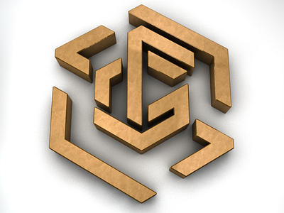 Samuel 3d cinema 4d gold logo monogram render