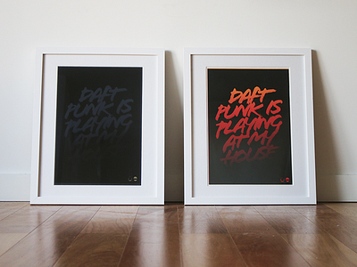 First attempt at screenprinting... daft punk frames gradient house lcd soundsystem music poster print robots screenprint