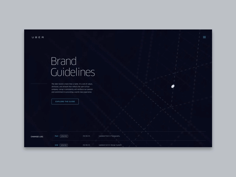 Uber Brand Guide - Change Log after effects canvas design interactive motion styleguide ui visual design web wordpress