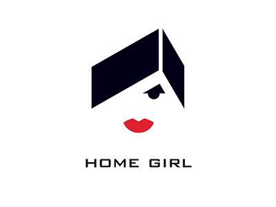 Home Girl agent bauhaus geometric illustration lips logo red roof typo