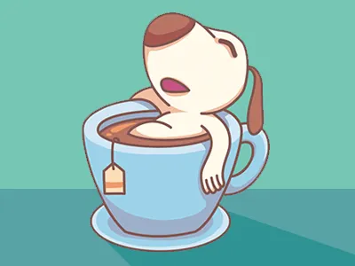 Take a Break Dog character dog icq illustration illustrator messenger sticker tea vector