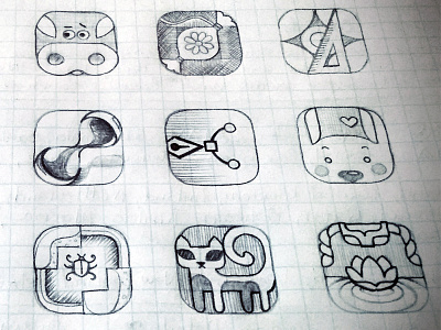 random icons animals cartoony icon illustration vector