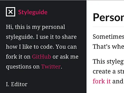 Personal styleguide css docs hamburger icon html javascript ruby styleguide
