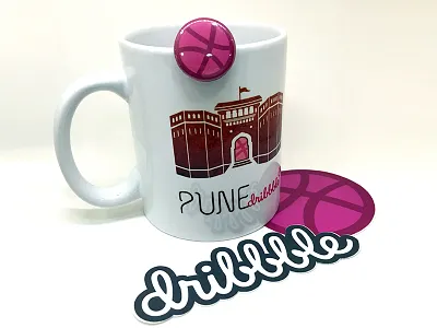 Pune Dribbble Meetup 2015 dribbblemeetup goodies meetup mugs pune stickers