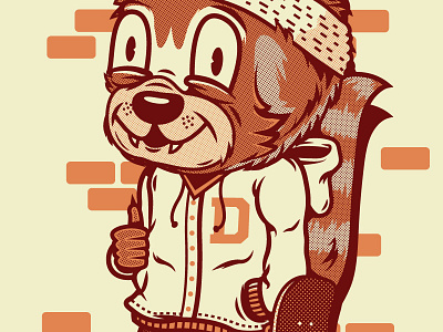 Destroyer Red Panda academy character destroyer halftone old school red panda skateboard vector vintage
