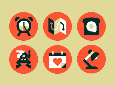 Successful Habits breakfast circle editorial frog geometric habits icon iconography time toast vector