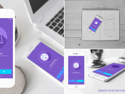 iOS App Showcase Mockup PSD app coffeecup cover downloads freebies iphone macbook mockup notebook presentation psd workstation