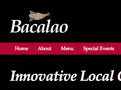 Bacalao Website Header banner design development logo navigation website