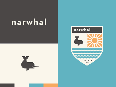 Narwhal badge brand color icon logo seal simple