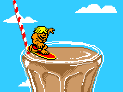 Shake's Up! animation dennys gif milkshake nes pixel pixel art surfing