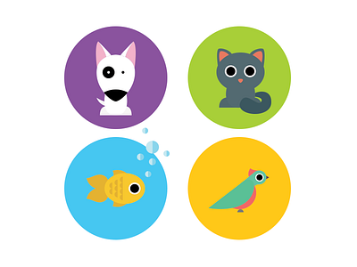 Boo & His Friends bird bull terrier cat dog fish flat illustration pet