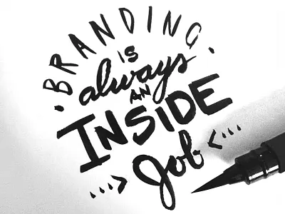 Inside Job brush ink lettering script