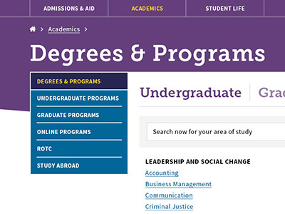 Currently Working On educational higher education nav navigation university web web design website