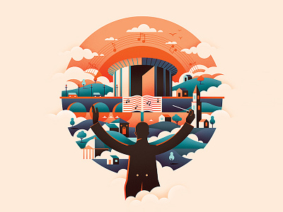 BBC Scottish Symphony Orchestra 2015/16 conductor cover illustration editorial geometric illustration landscape music notes scotland warm