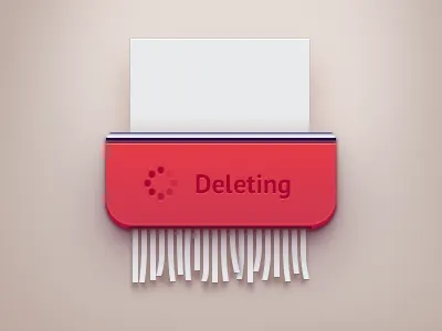 Deleting delete loading paper shredder ui