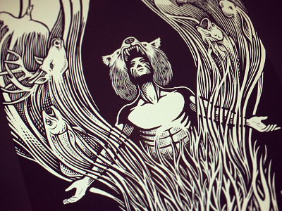 WIP bw hunting illustration respect spirits