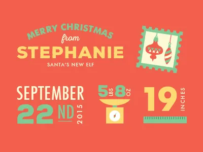 Holiday Baby announcement baby birth christmas data holiday illustration info type typography