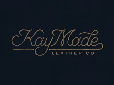 KayMade distressed hand lettering leather company lettering monoline script