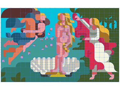 Grid -The Birth of Venus (Sandro Botticelli)- geometry grid masterpiece patchworkapp progress