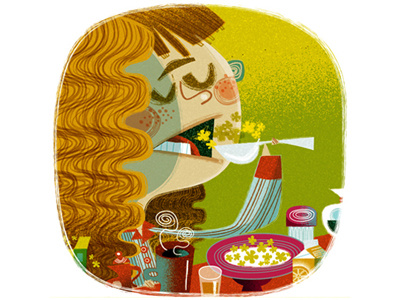 Breakfast! breakfast character children childrens book family food girl health humor people retro young adult