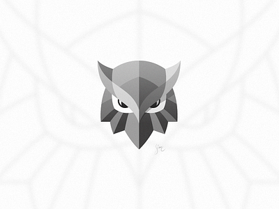 Owl bird branding eyes geometry grey icon logo look mark mono owl symbol