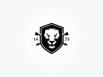 Lion & Shield arrows badge icon illustraion lion logo mark shield