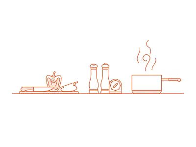 Cooking Illustration cooking illustration kitchen knife lines pepper pot salt steam timer
