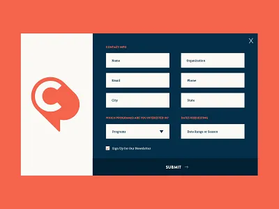 Catharsis Modal contact form launchpad lab marketing mockups modal web