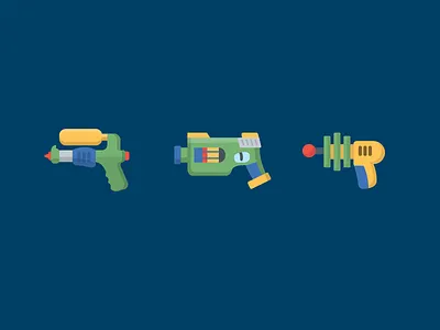 Weaponry gun icons illustration laser nerf water