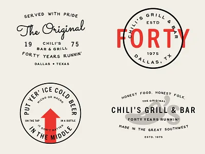 Forty Years badge chilis coasters forty lockups type