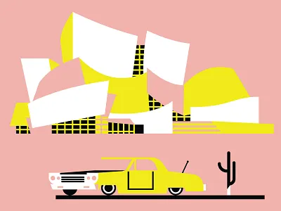 LA cactus car walt disney concert hall