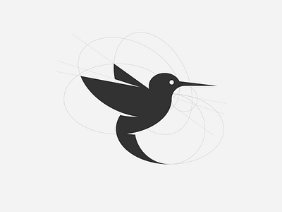 Humming bird bird colibri construction flat golden grid humming bird logo mark