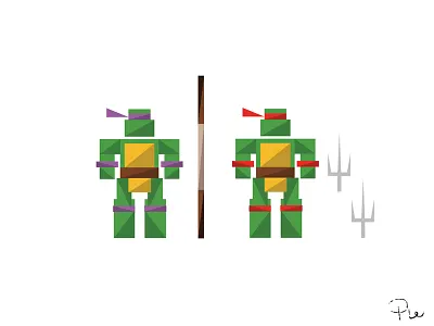 Donatello & Raphael colors design icons illustration shapes tmnt turtles