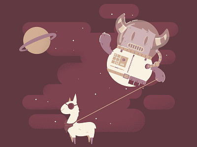 Pirate Llama character illustration llama monster pirate space