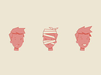 Aloof, Sick & Happy animation character design flat illustration vector