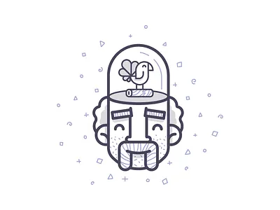 Bird Brain bird brain character head illustration moustache pattern