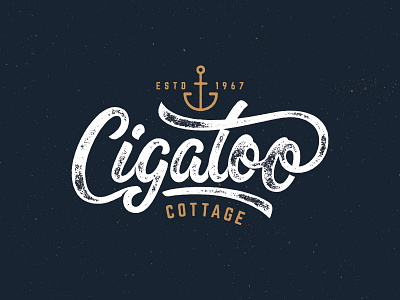 Cigatoo Cottage Logo cigatoo cottage house logo ocean real estate script texture type typography