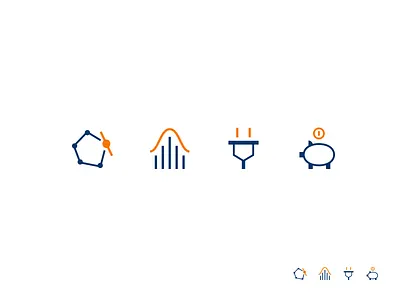 Icons energia energy finance icons optimization pig small statistics two colors