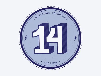 T-14 Days badge countdown hipster lightening love numbers numerals patch romance shadow type vector