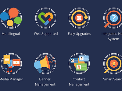 Joomla! Features Icons branding cms colourful cute features icons joomla software