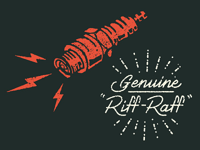 Riff Raff hand lettering illustration lettering script spark plug type