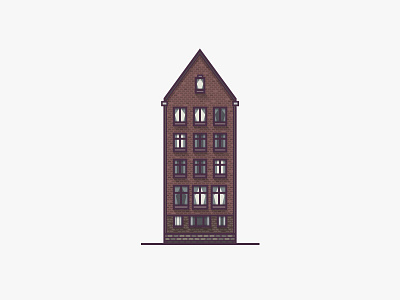 Amsterdam House amsterdam architecture bricks building flat house illustration linework simple small vector windows