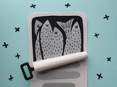 Sardines 100daysofpapercutz illustration paper sardines the100dayproject