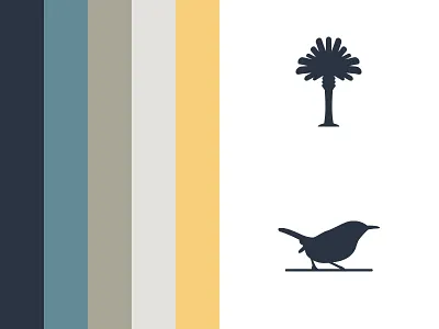 Branding Elements bird branding carolina color scheme icons logo design palmetto south carolina tree wren