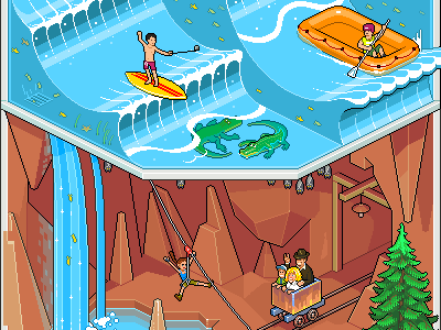 The Fake Adventure illustration isometric pixel art