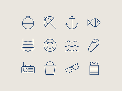 Summer Icons beach fish icons nautical ocean sea summer water