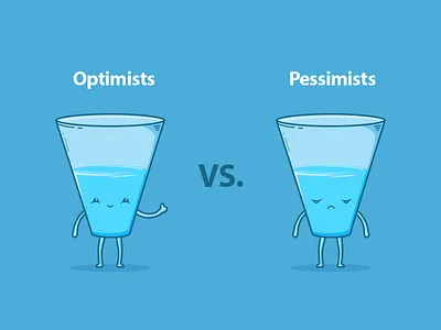 Optimism vs Pessimism illustration optimistic pessimistic water