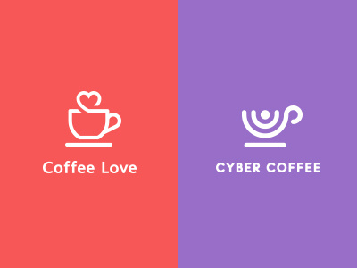 Coffee Love / Cyber Coffee cafe clean coffee cup cyber line logo logotype love